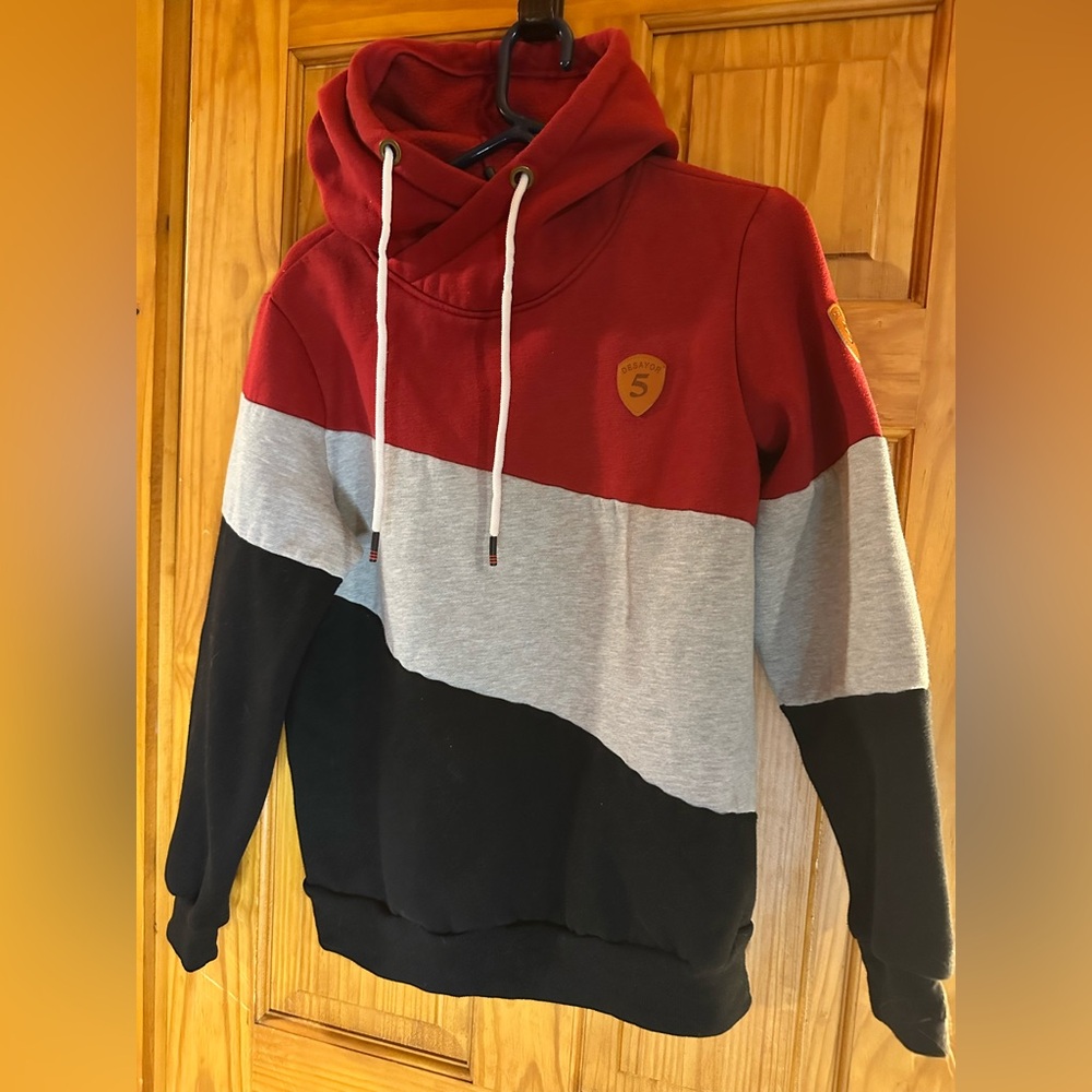 Colorblock Hoodie - Red, Gray, and Black